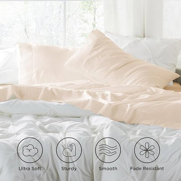 🆕 4 Pieces Pink Luxury California King Polyester Microfiber Cooling Bed Sheet - Picture 3 of 6